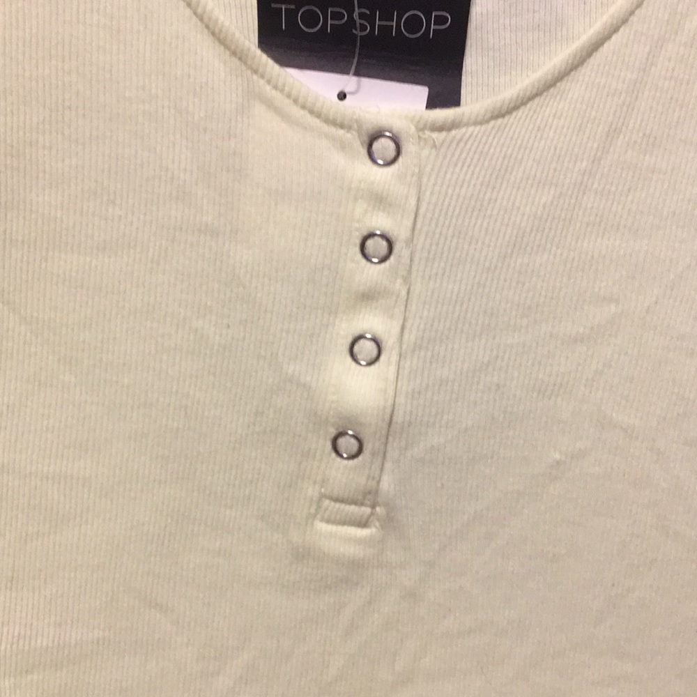 TopShop Snap Button Ribbed Cropped Tee - Picture 3 of 3